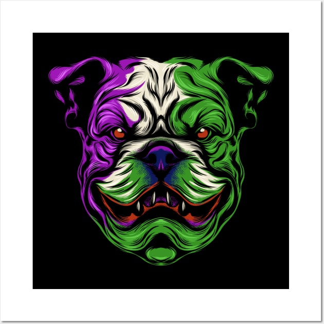 The Mischievous English Bulldog Dark Wall Art by mybeautypets